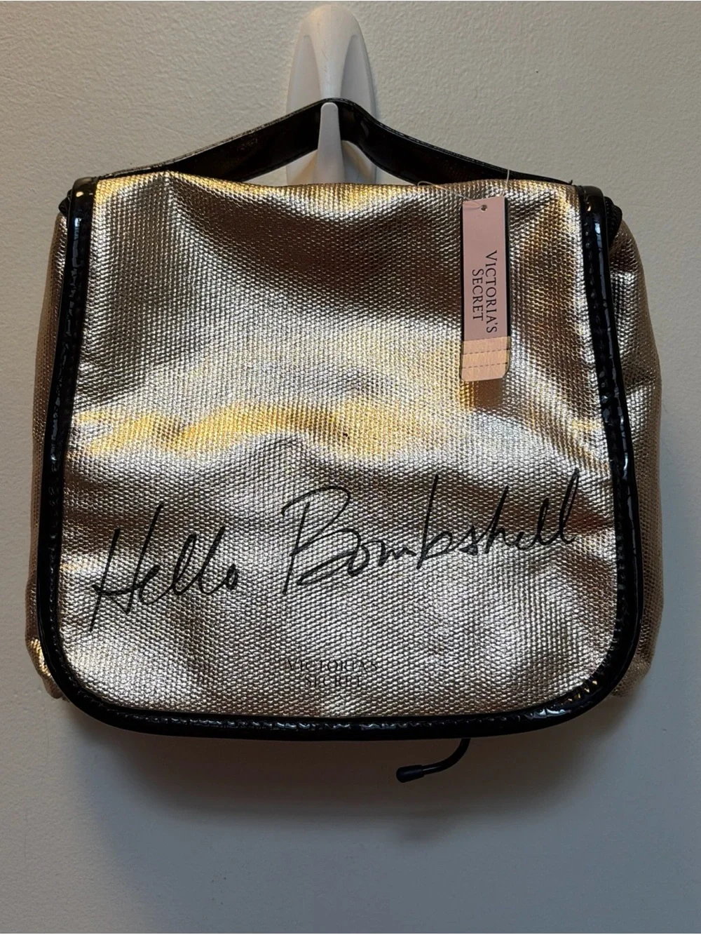 Victoria's Secret Gold 'Hello Bombshell' Cosmetic Travel Bag BRAND NEW WITH TAGS